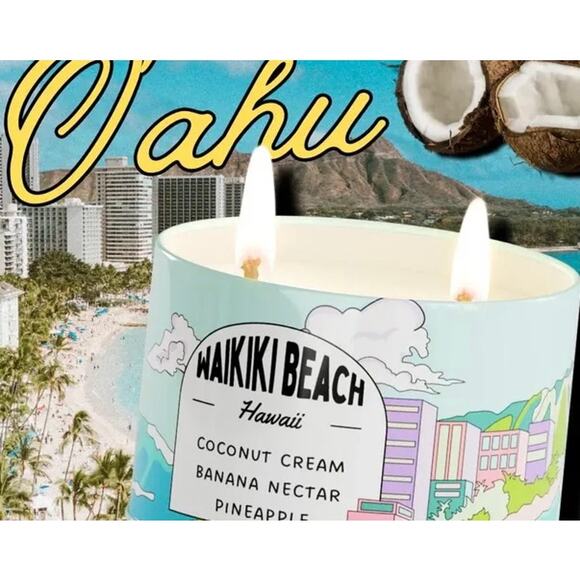 Brand New Hawaii Postcards Scented Destination "Waikiki Beach" Candle - Picture 2 of 5